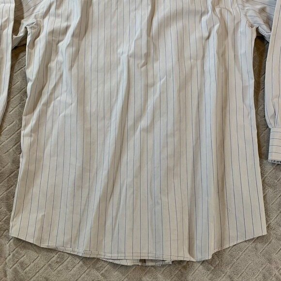 Tommy Hilfiger Mens Large Dress Shirt Regular Fit White Striped Long Sleeve - Picture 15 of 16